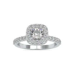 0.30cts. Cushion Cut Solitaire Platinum Halo Diamond Shank Ring JL PT 0017