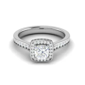 0.30cts. Cushion Solitaire Double Halo Diamond Shank Platinum Ring JL PT RH CU 168