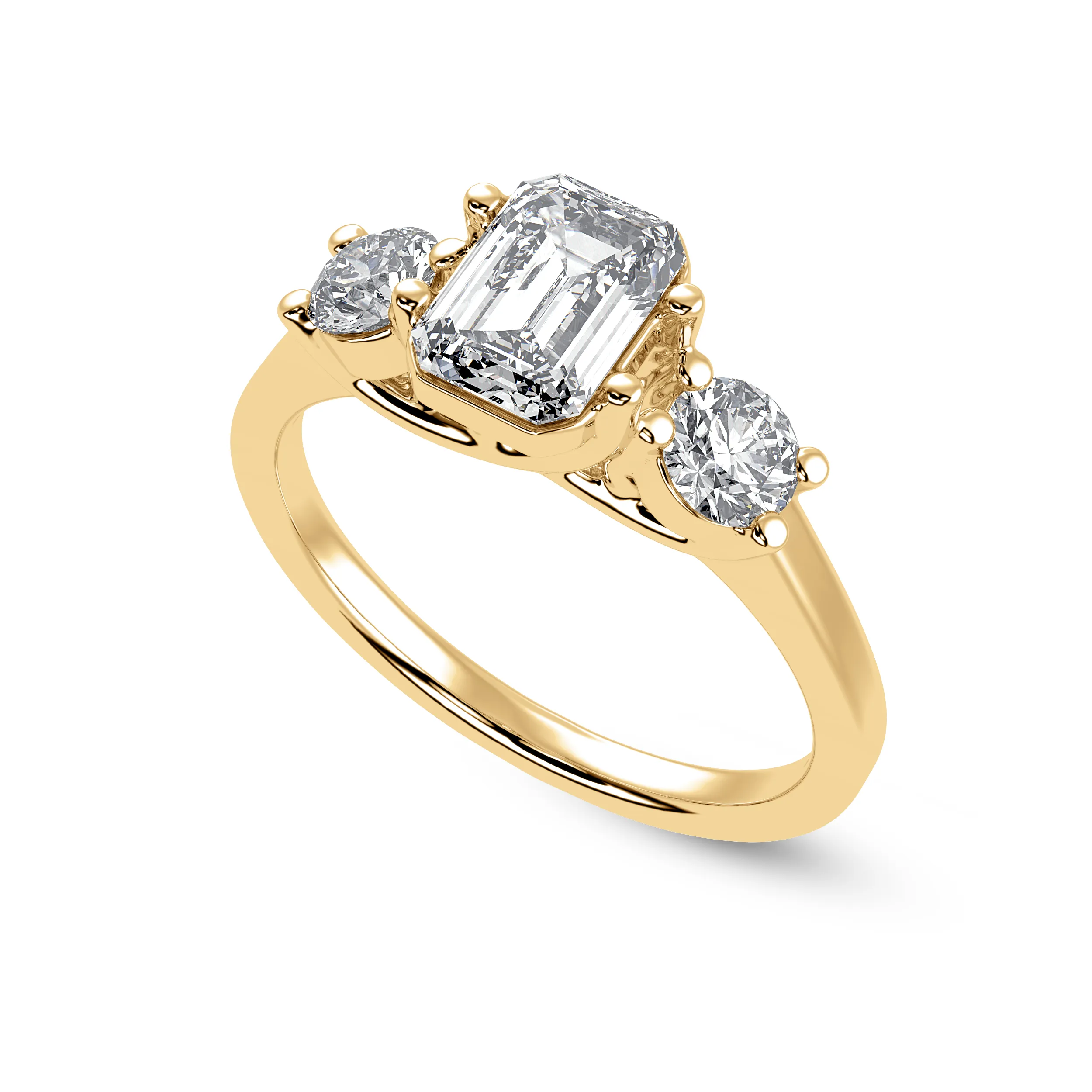 0.30cts. Emerald Cut Solitaire Diamond Accents 18K Yellow Gold Ring JL AU 1232Y