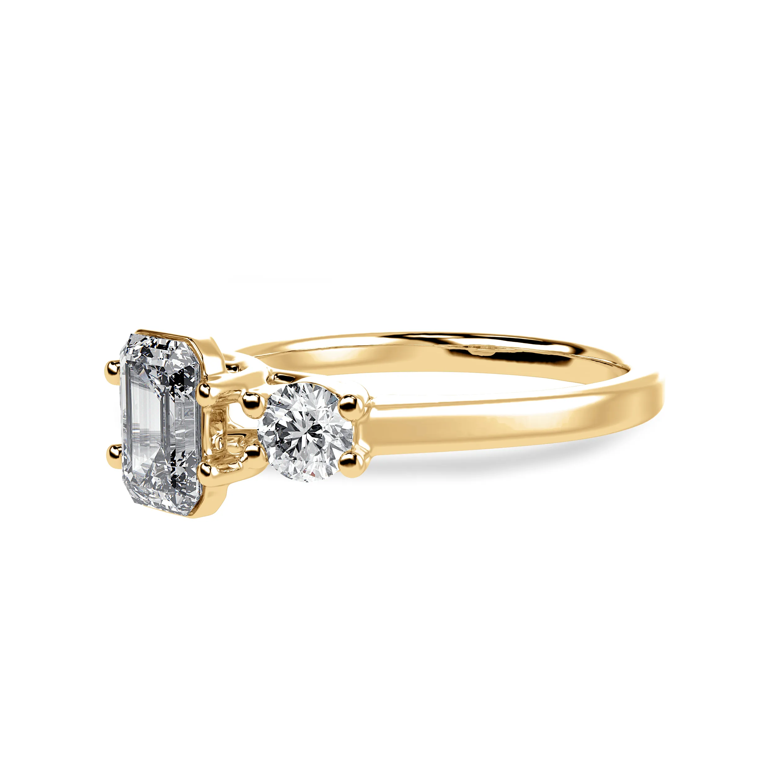 0.30cts. Emerald Cut Solitaire Diamond Accents 18K Yellow Gold Ring JL AU 1232Y