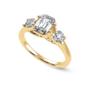 0.30cts. Emerald Cut Solitaire Diamond Accents 18K Yellow Gold Ring JL AU 1232Y