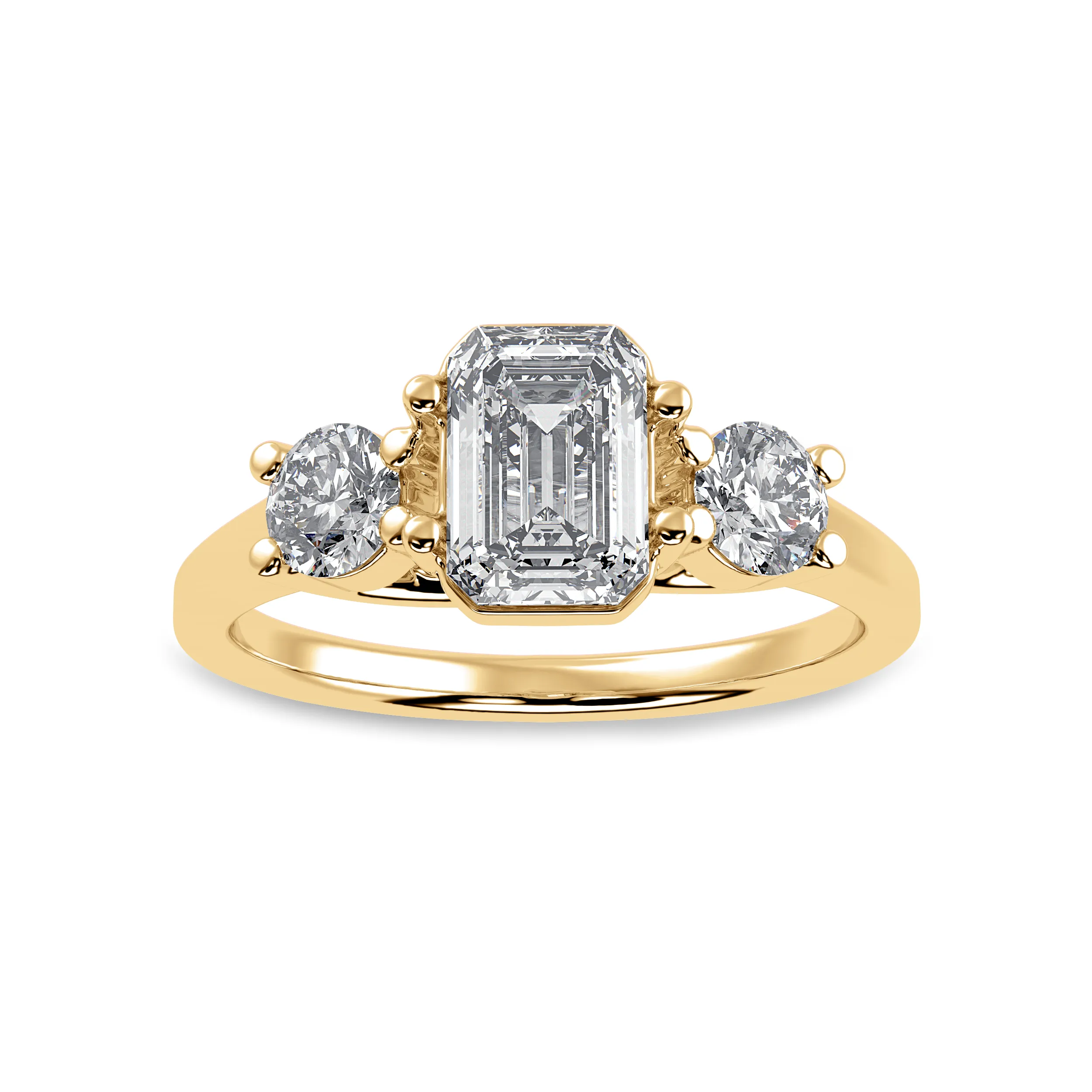 0.30cts. Emerald Cut Solitaire Diamond Accents 18K Yellow Gold Ring JL AU 1232Y