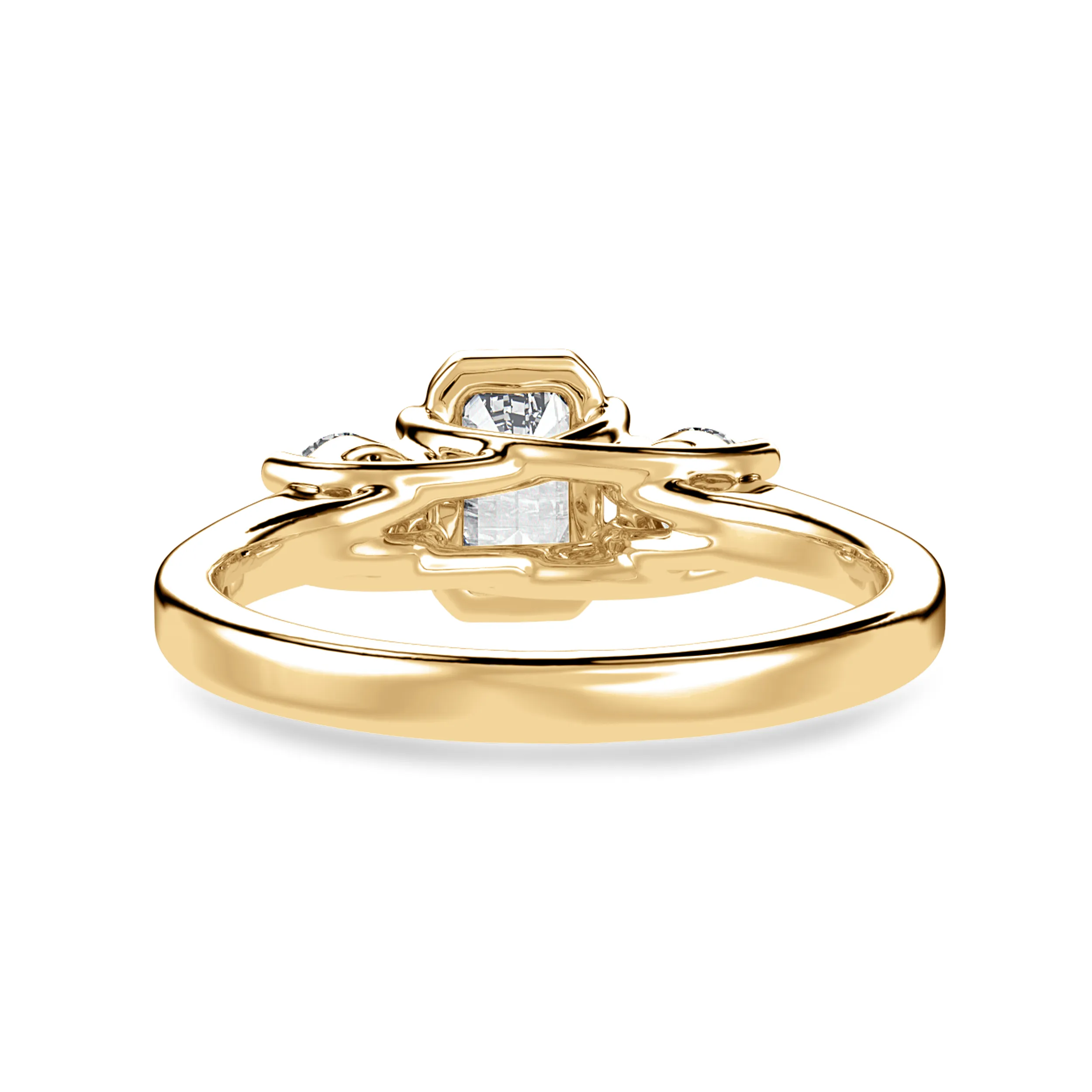 0.30cts. Emerald Cut Solitaire Diamond Accents 18K Yellow Gold Ring JL AU 1232Y