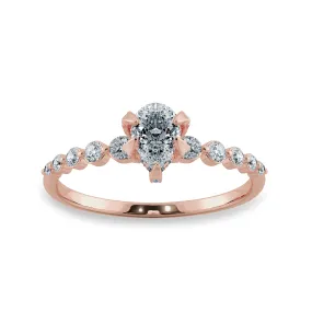 0.30cts. Pear Cut Solitaire Halo Diamond Accents 18K Rose Gold Ring JL AU 2009R
