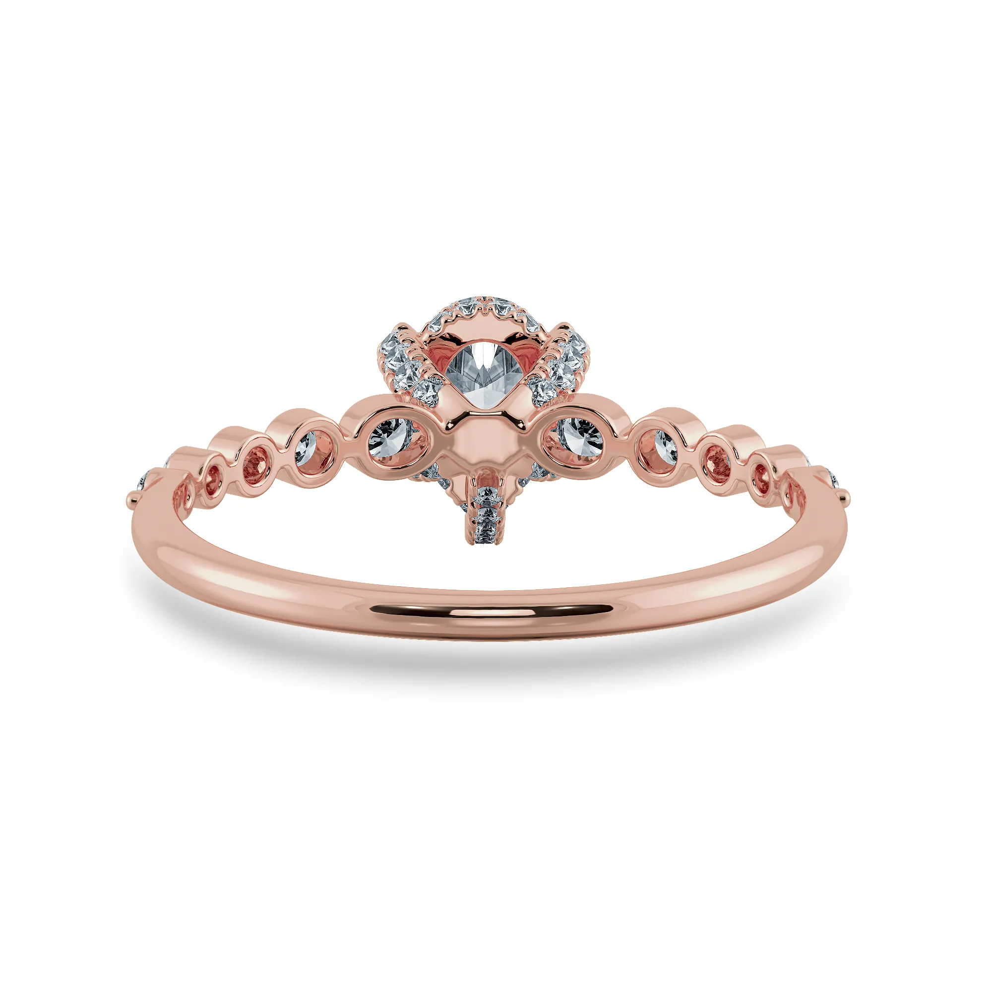 0.30cts. Pear Cut Solitaire Halo Diamond Accents 18K Rose Gold Ring JL AU 2009R