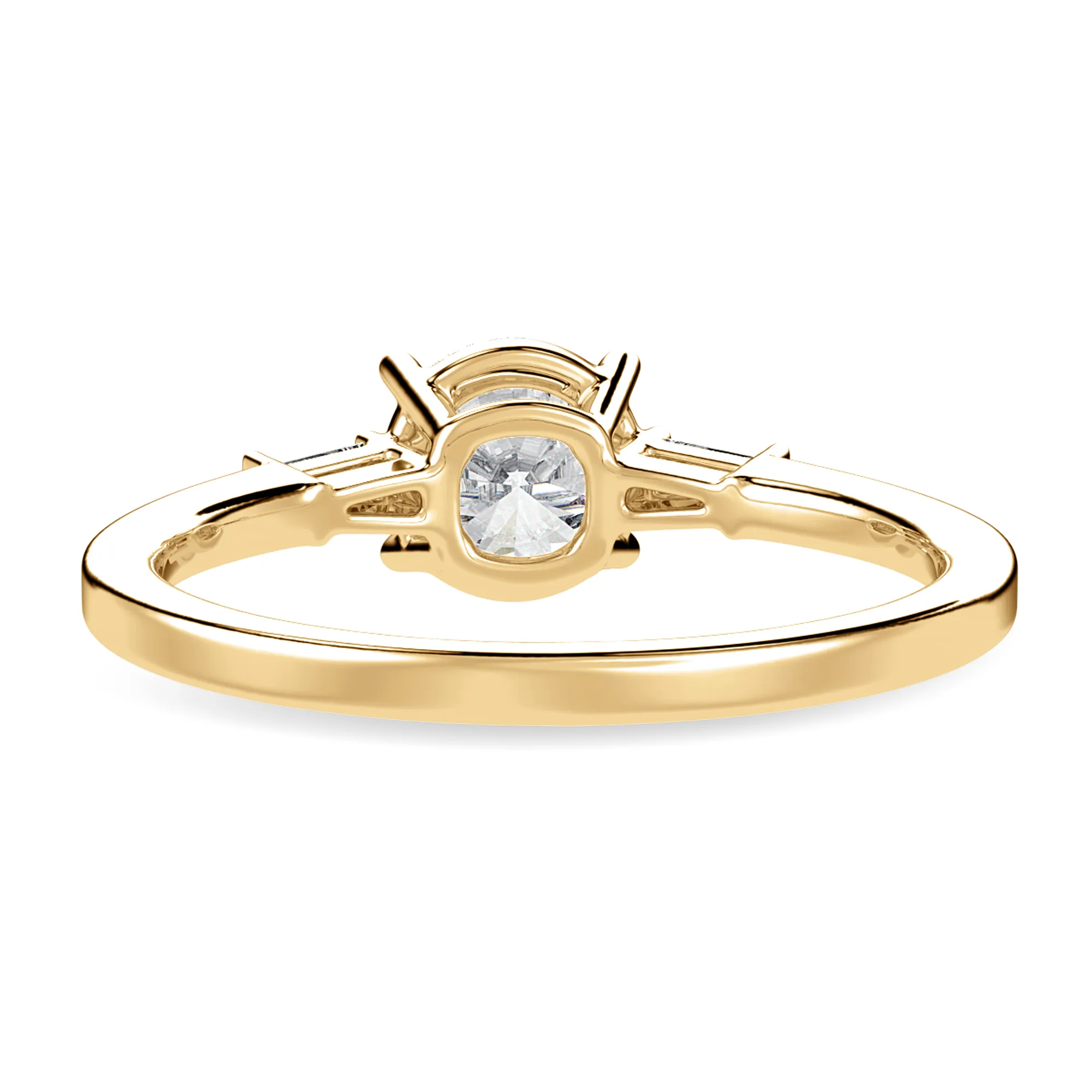 0.30cts. Solitaire Baguette Diamond Accents 18K Yellow Gold Ring JL AU 1209Y