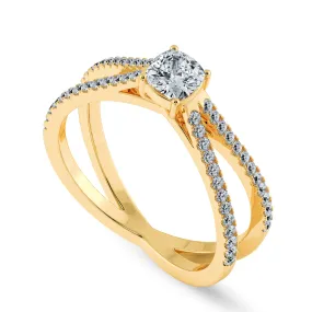 0.50cts. Cushion Cut Solitaire Diamond Split Shank 18K Yellow Gold Ring JL AU 1171Y-A