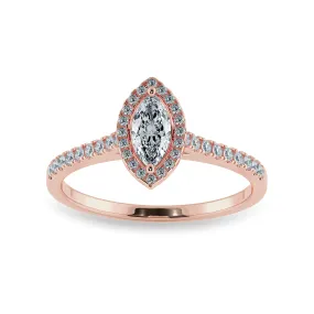 0.50cts. Marquise Cut Solitaire Halo Diamond Shank 18K Rose Gold Ring JL AU 1201R-A