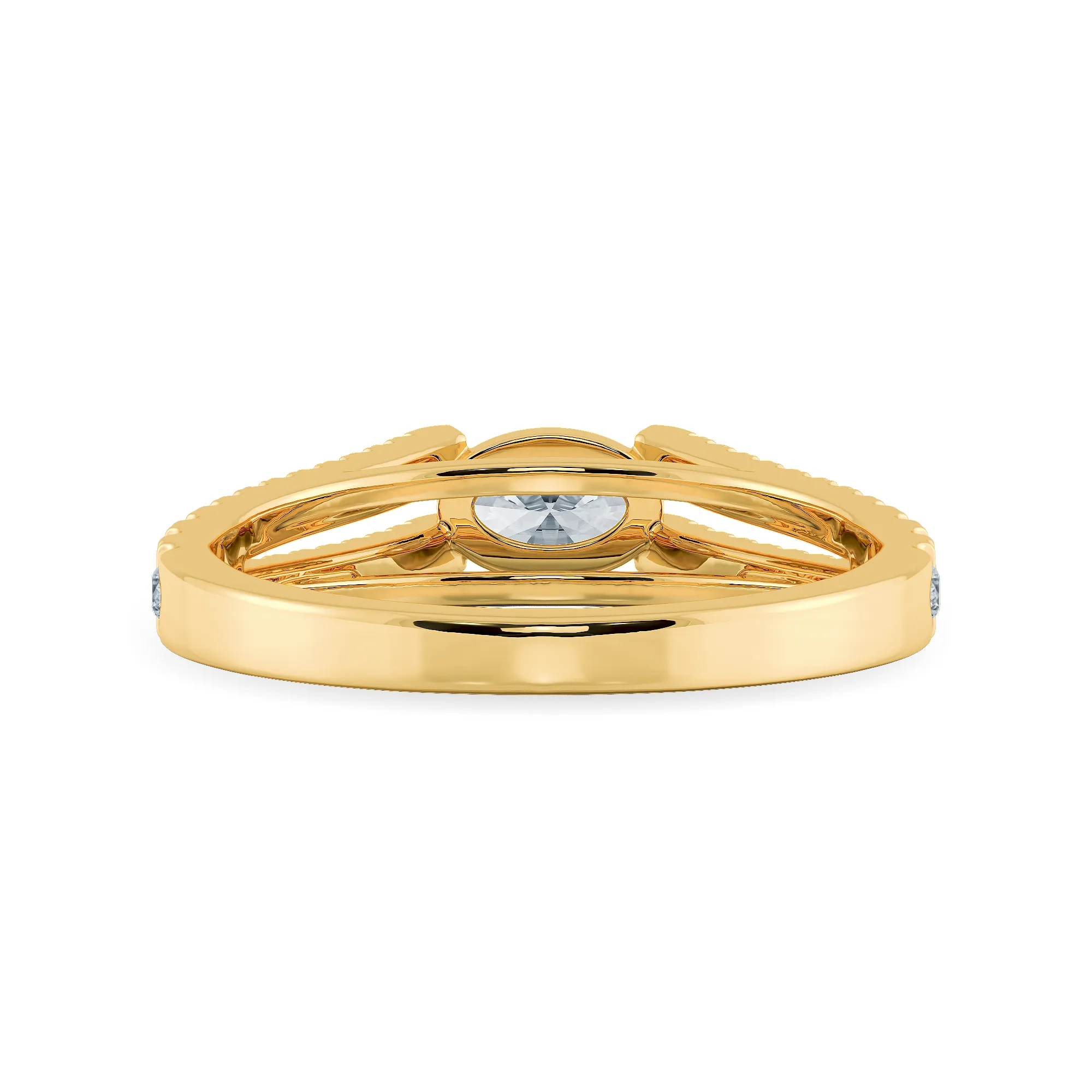 0.50cts. Oval Cut Solitaire Diamond Split Shank 18K Yellow Gold Ring JL AU 1182Y-A