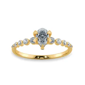 0.70cts. Pear Cut Solitaire Halo Diamond Accents 18K Yellow Gold Ring JL AU 2009Y-B