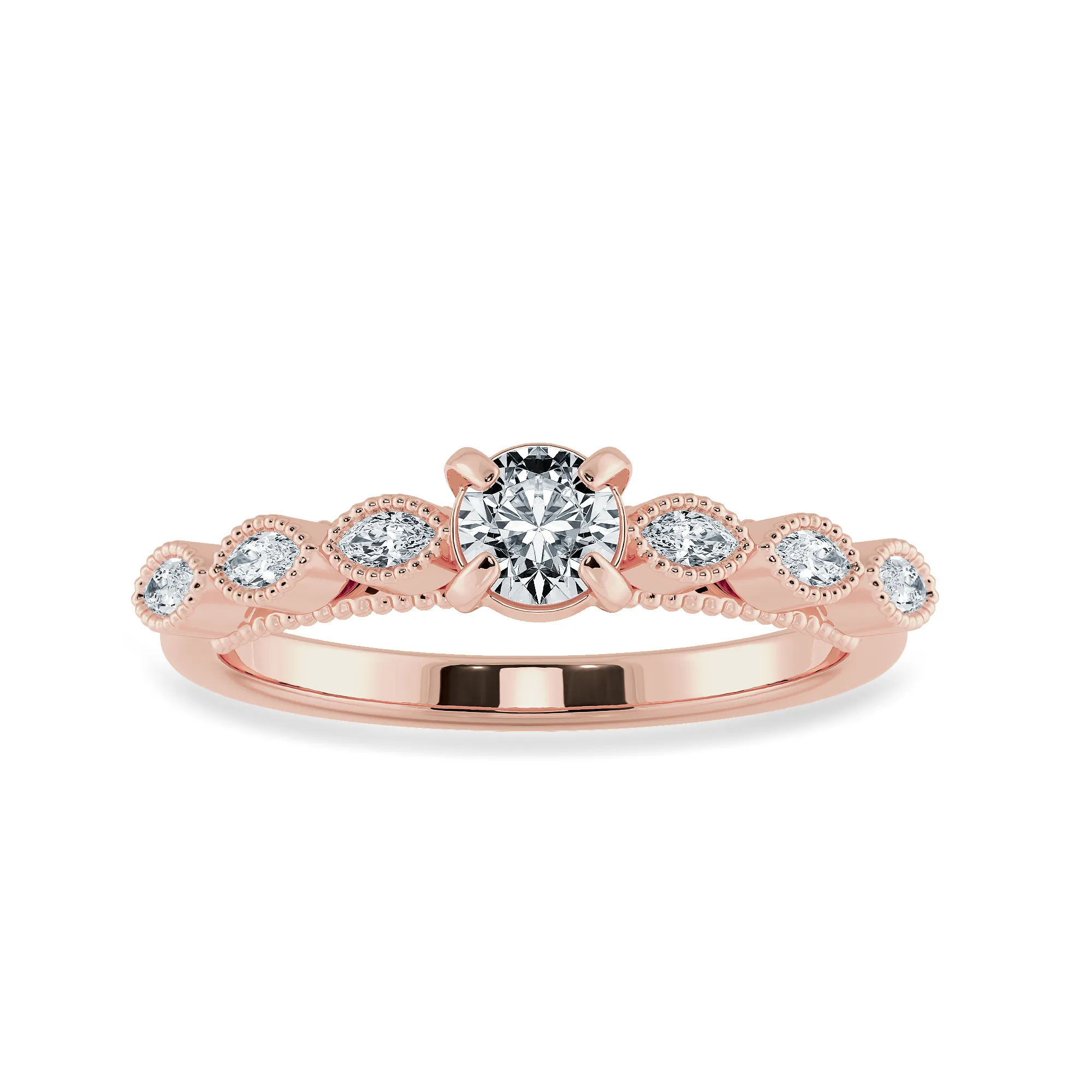 0.70cts. Solitaire 18K Rose Gold Ring with Marquise Cut Diamond JL AU 2011R-B