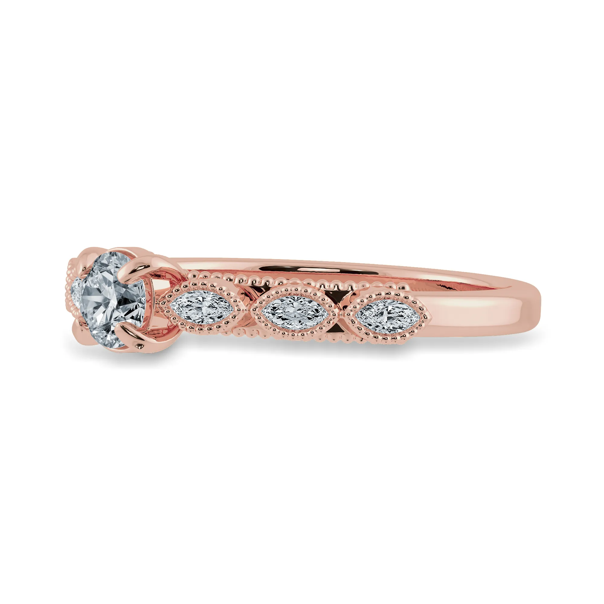 0.70cts. Solitaire 18K Rose Gold Ring with Marquise Cut Diamond JL AU 2011R-B