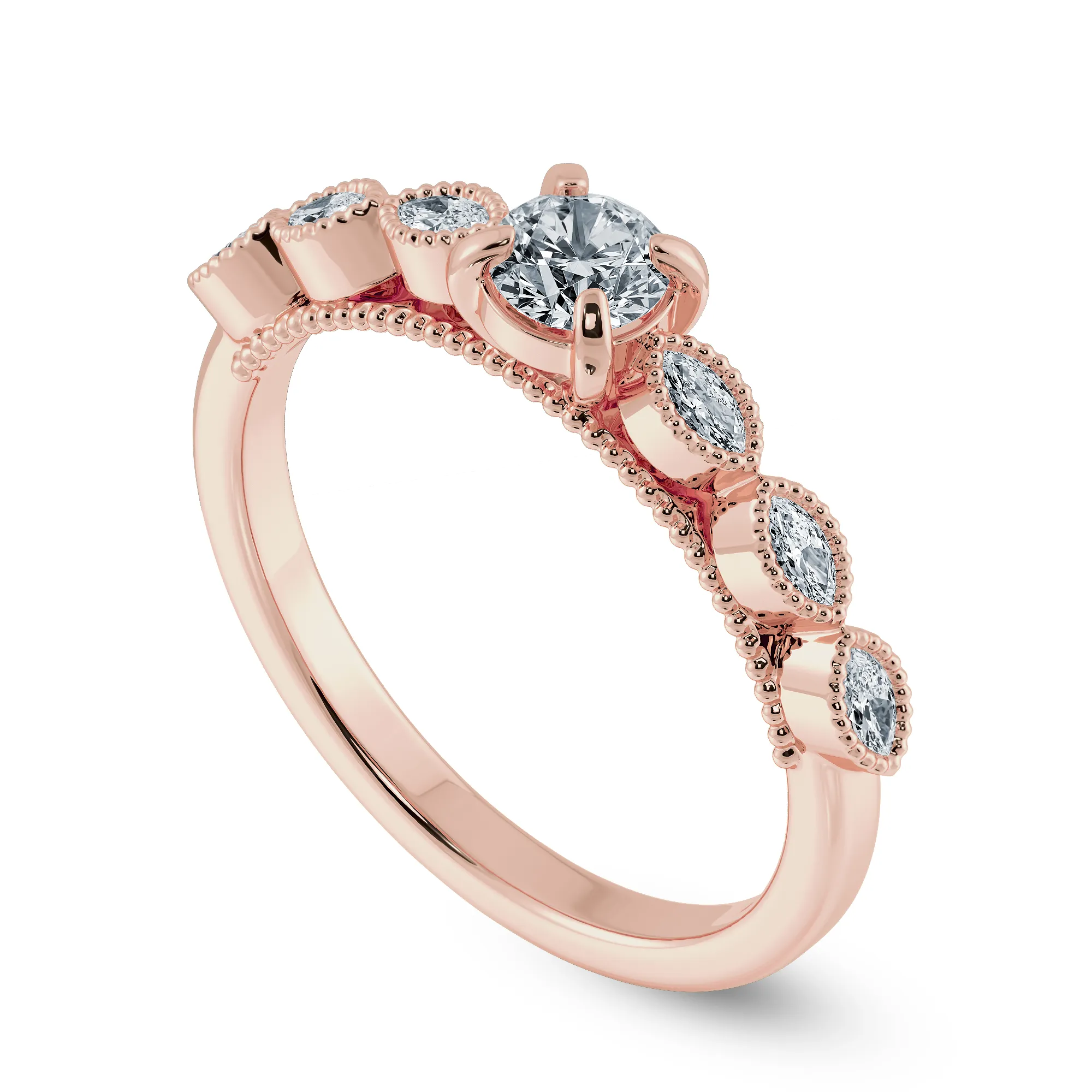 0.70cts. Solitaire 18K Rose Gold Ring with Marquise Cut Diamond JL AU 2011R-B