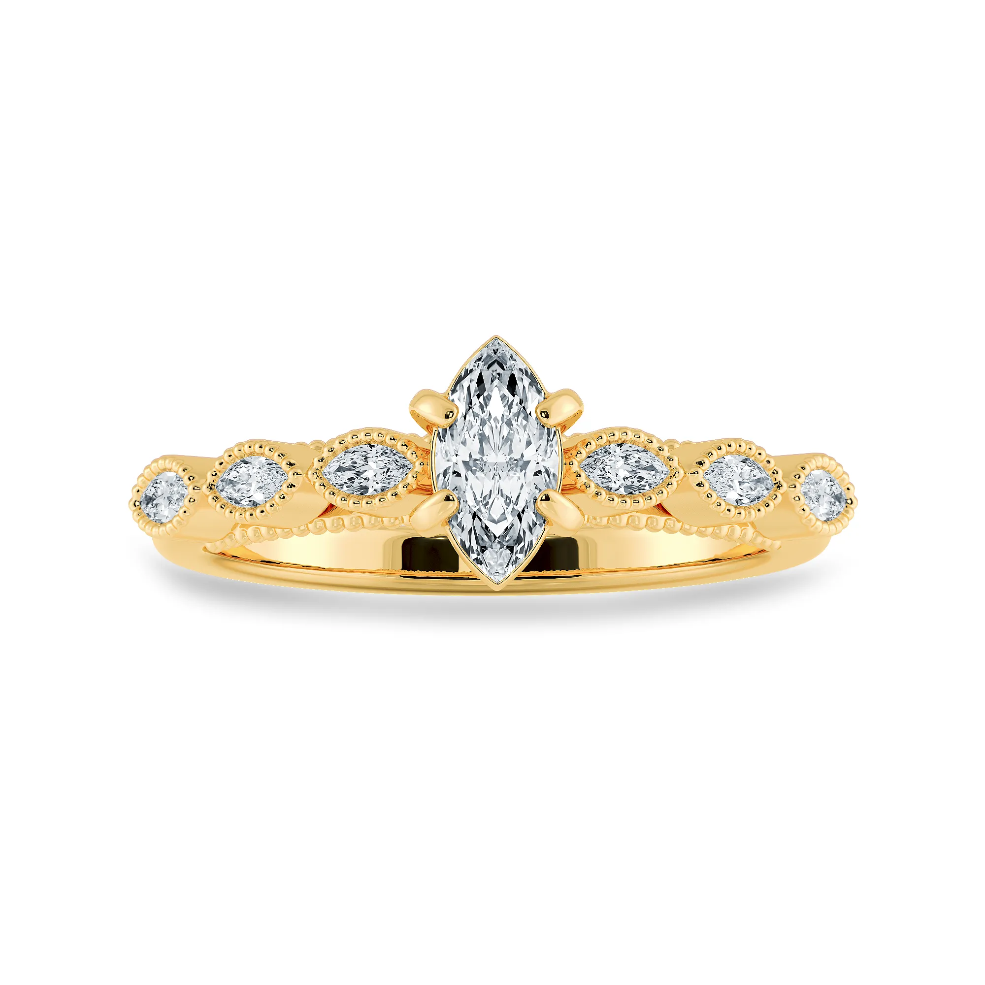 0.70ts. Marquise Cut Solitaire Diamond Accents 18K Yellow Gold Ring JL AU 2019Y-B