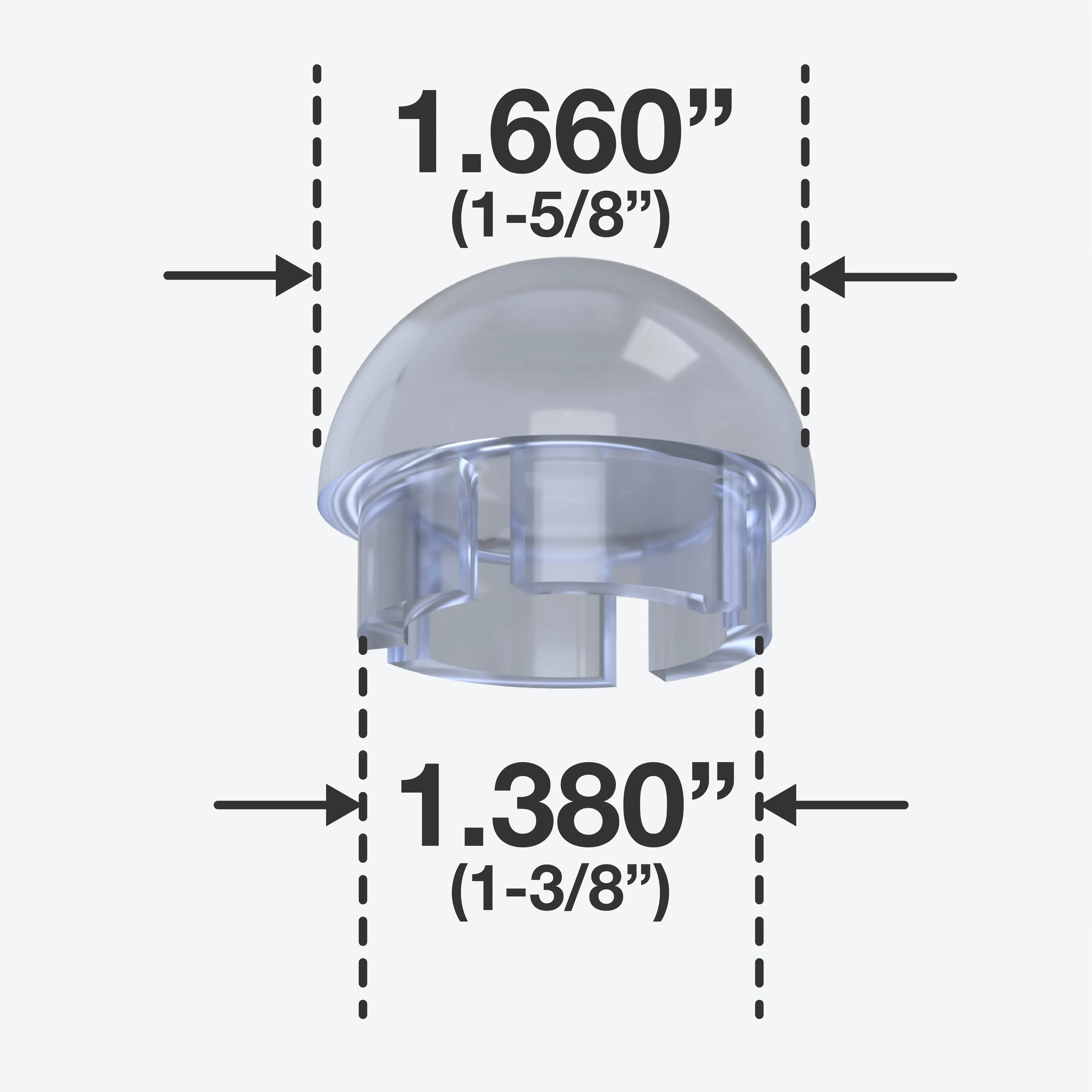 1-1/4 in. Internal Ball PVC Cap, Furniture Grade - Clear