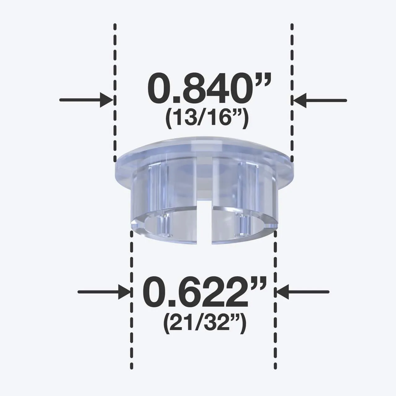 1/2 in. Internal PVC Dome Cap, Furniture Grade - Clear