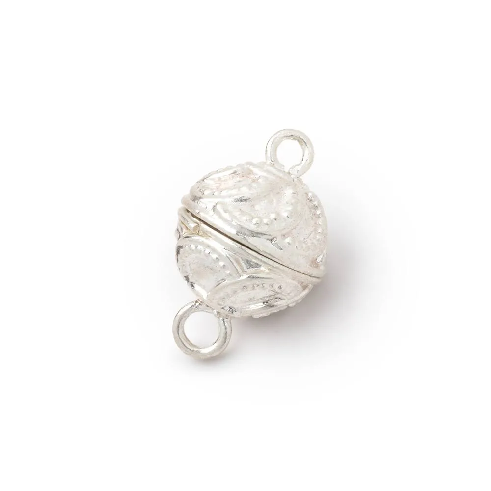 12mm Sterling Silver Miligrain Swirl Magnetic Ball Clasp 1 piece