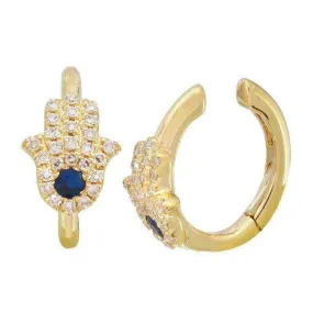 14K Gold Micro Pave Diamond Hamsa Cuff Earring