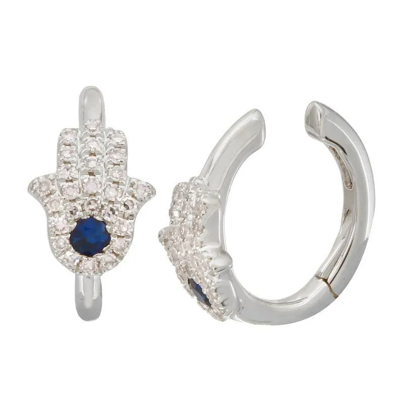 14K Gold Micro Pave Diamond Hamsa Cuff Earring