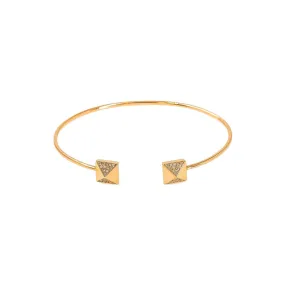 14K Rose Gold Diamond Bangle W/ VS Diamonds & Square Accents on Open Cuff
