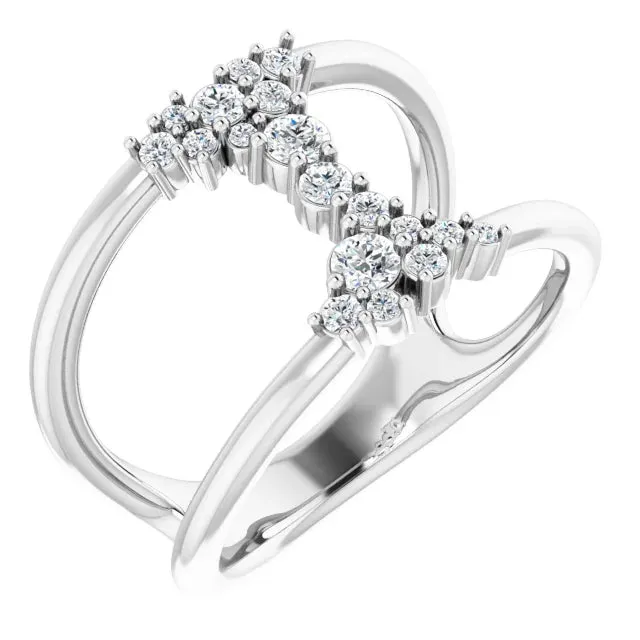 14K White Gold 1/3 CTW Diamond Negative Space Ring