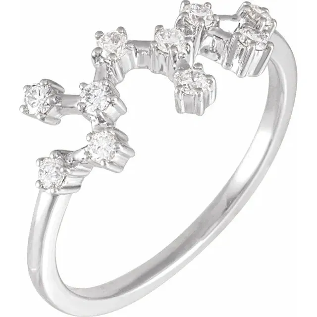 14K White Gold 1/4 CTW Natural Diamond Sagittarius Constellation Ring