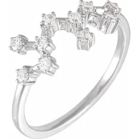 14K White Gold 1/4 CTW Natural Diamond Sagittarius Constellation Ring