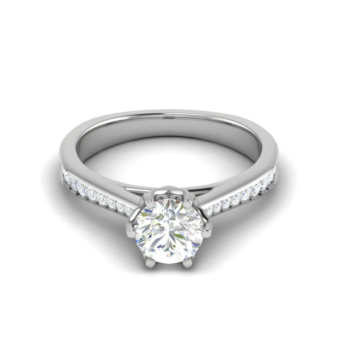 1.5-Carat Lab Grown Solitaire Diamond Shank Platinum Engagement Ring JL PT RV RD LG G 108-C