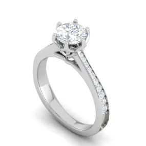 1.5-Carat Lab Grown Solitaire Diamond Shank Platinum Engagement Ring JL PT RV RD LG G 108-C