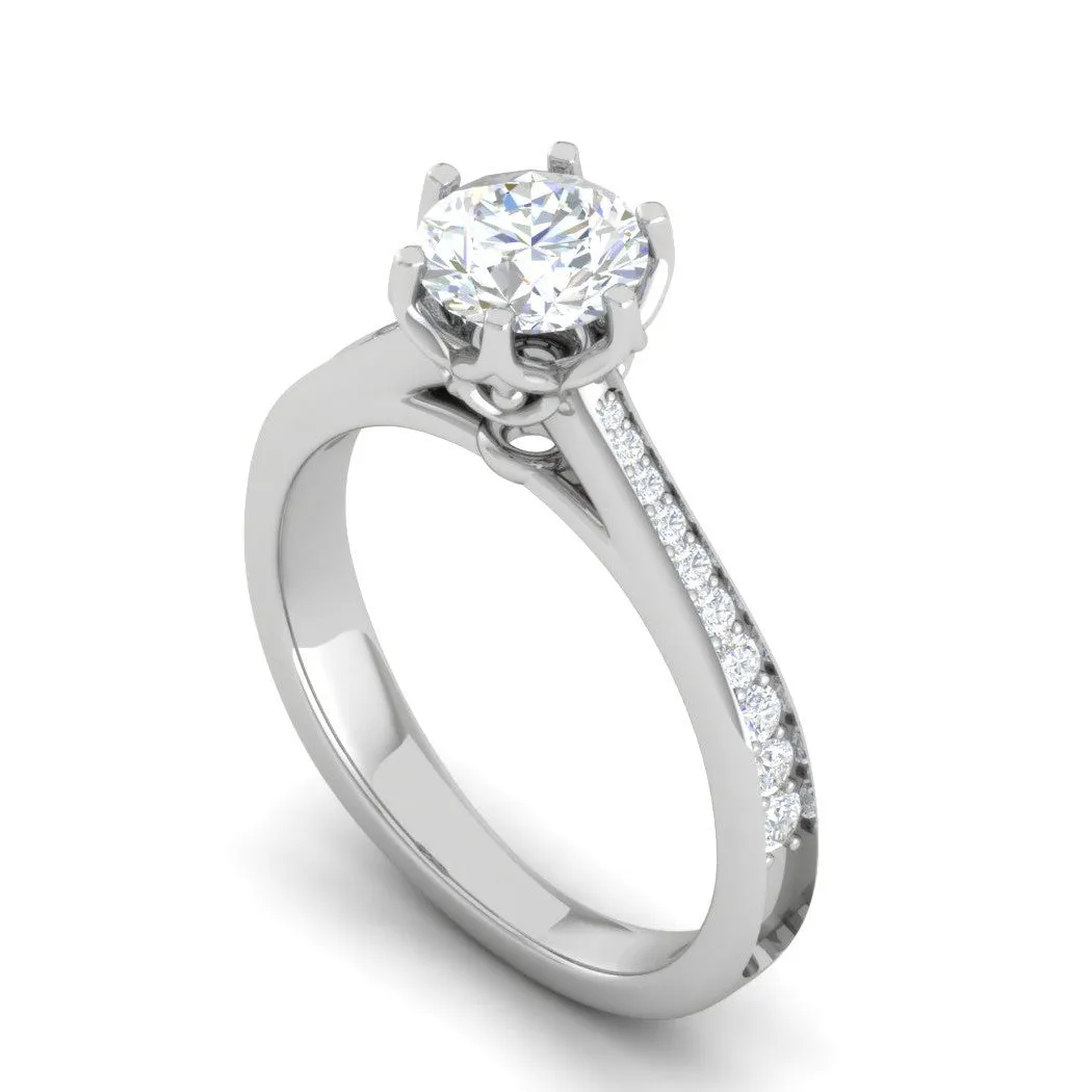 1.5-Carat Lab Grown Solitaire Diamond Shank Platinum Engagement Ring JL PT RV RD LG G 108-C