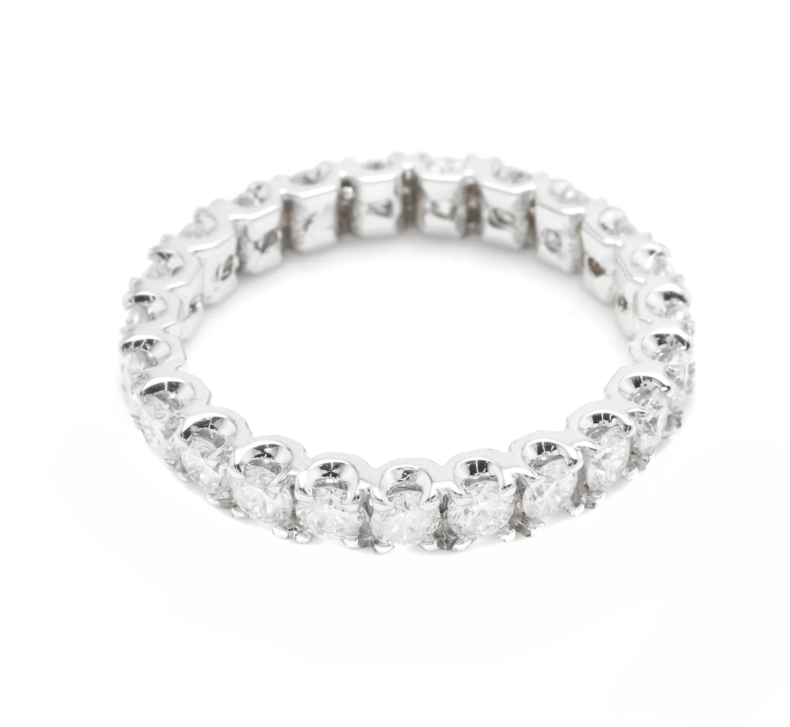 1.70 Carats Natural Diamond 14K Solid White Gold Eternity Ring