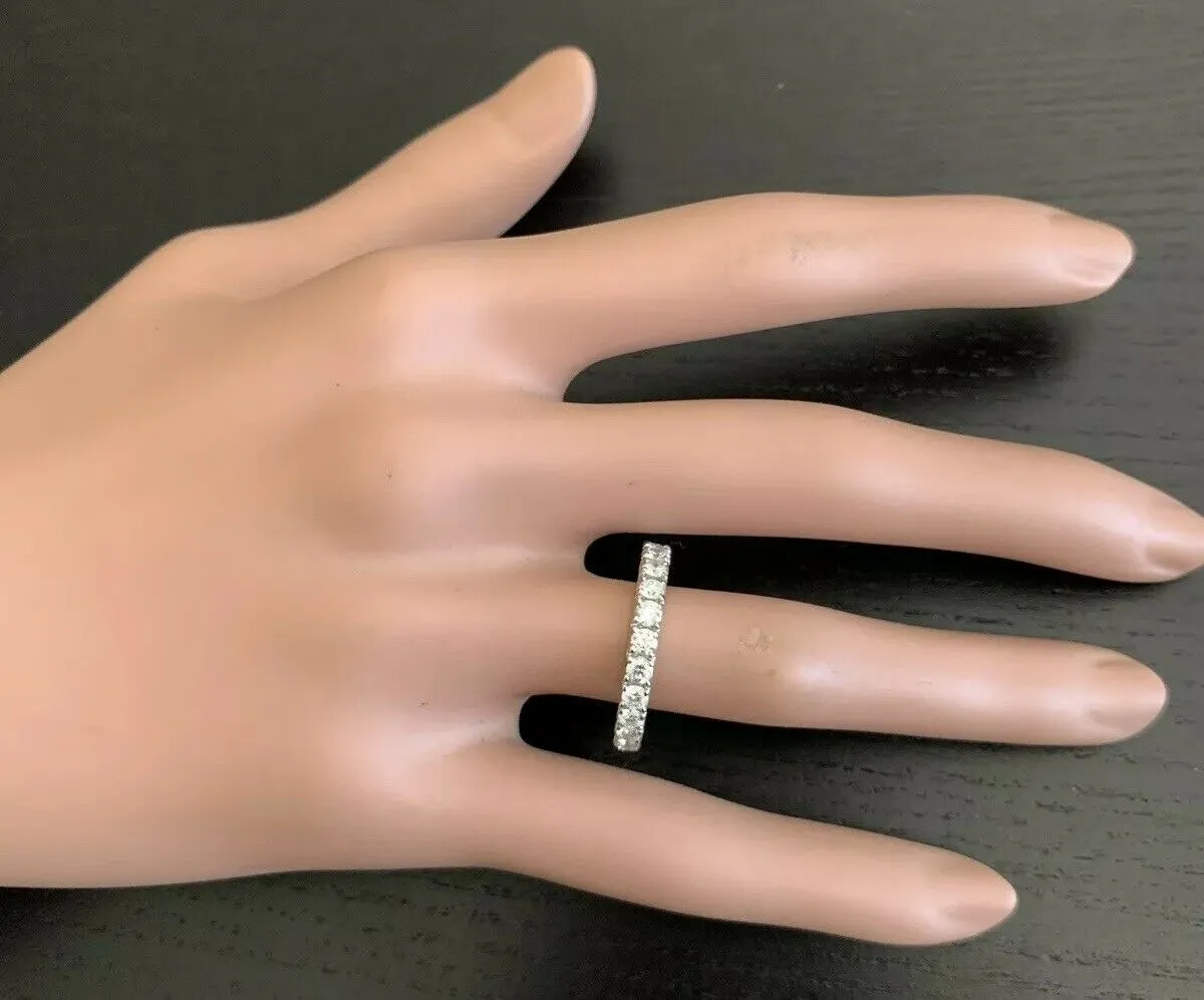 1.70 Carats Natural Diamond 14K Solid White Gold Eternity Ring