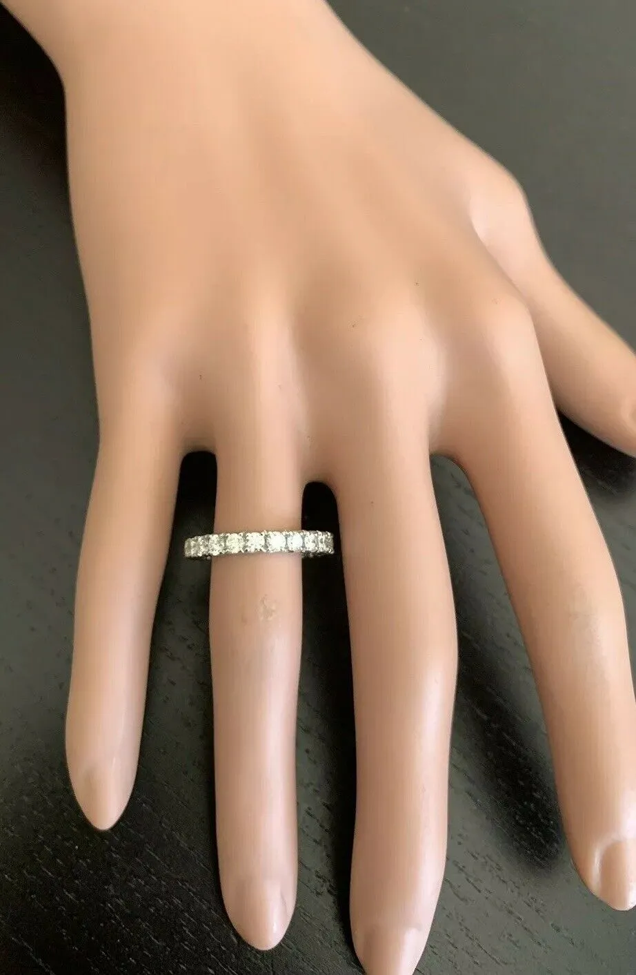 1.70 Carats Natural Diamond 14K Solid White Gold Eternity Ring