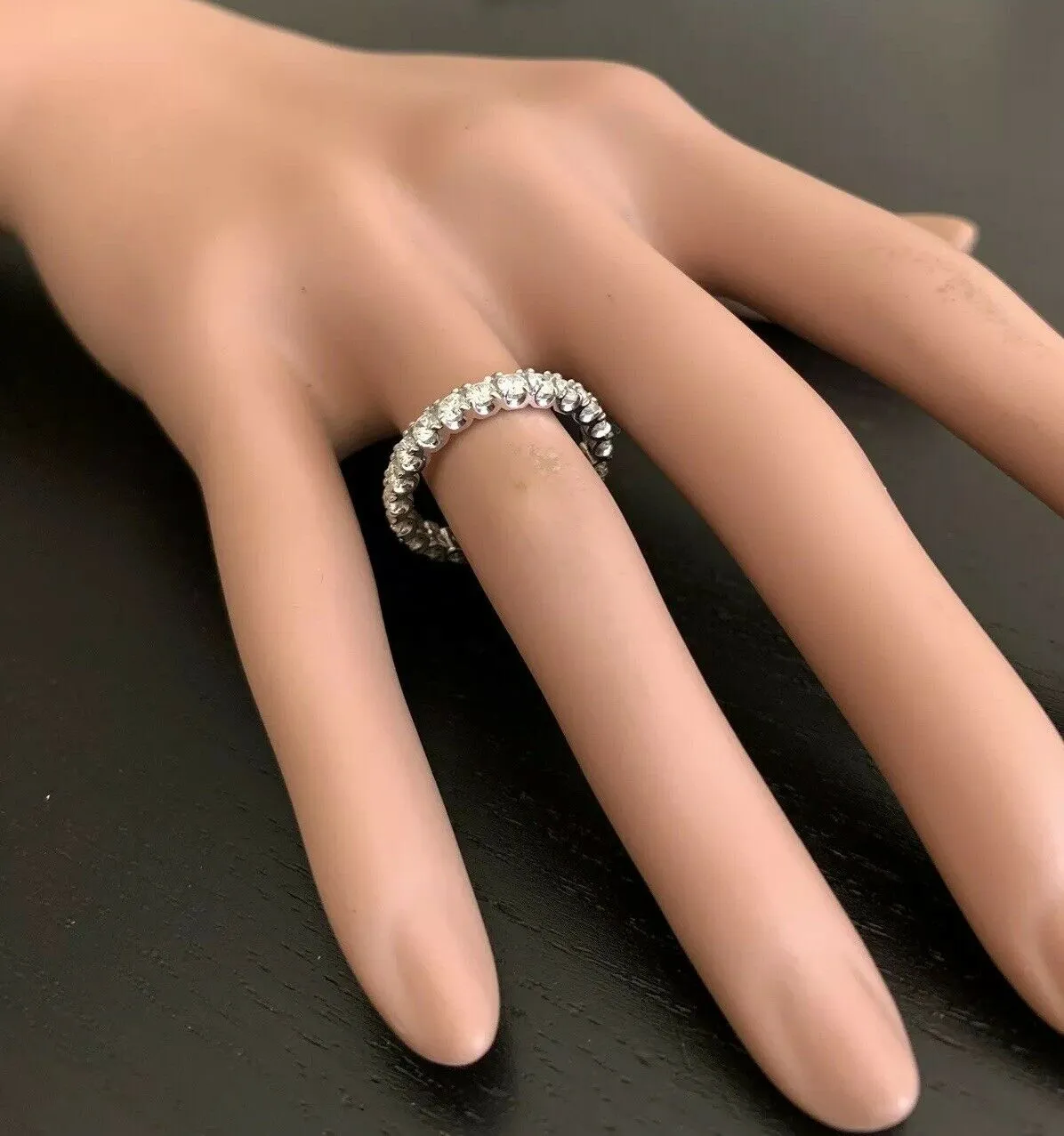1.70 Carats Natural Diamond 14K Solid White Gold Eternity Ring