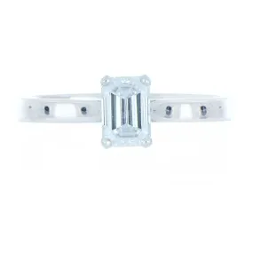 18ct White Gold 0.70ct Emerald Cut Diamond Solitaire Ring