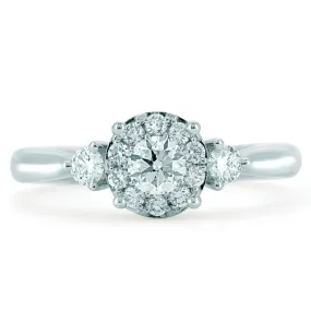18ct White Gold Diamond Cluster Ring With A Diamond On Each Shoulder