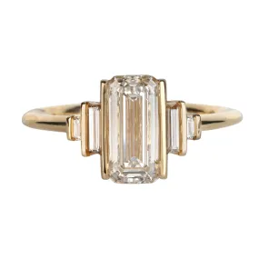 18K Gold Emerald-Cut Diamond Geometric Ring with Lab-Grown Center