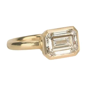 18K Gold "Piper" Ring with East-West Bezel-Set Lab Grown Emerald-Cut Diamond