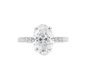 2.5 ct IGI Certified Oval Lab Diamond Hidden Halo Side Diamond Engagement Ring
