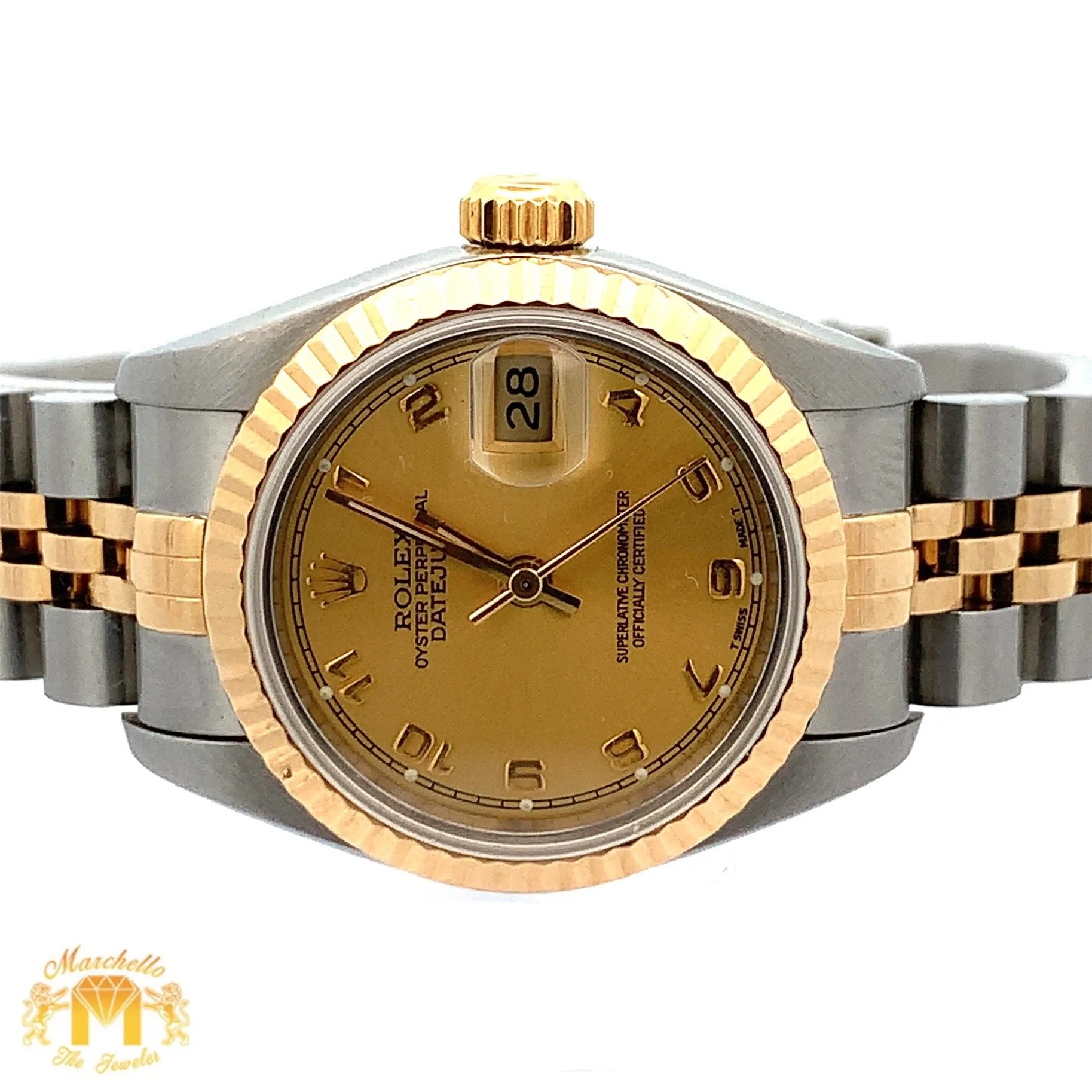 26mm Ladies`Rolex Watch with Two-Tone Jubilee Bracelet (champagne dial, fluted bezel)