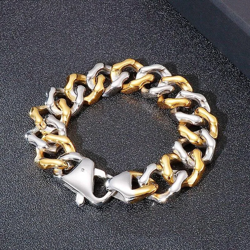 316L stainless steel men's gold bracelet, personality and creativity