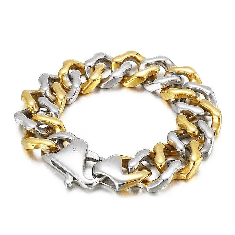 316L stainless steel men's gold bracelet, personality and creativity