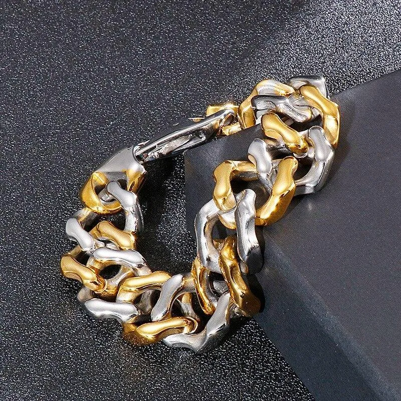 316L stainless steel men's gold bracelet, personality and creativity