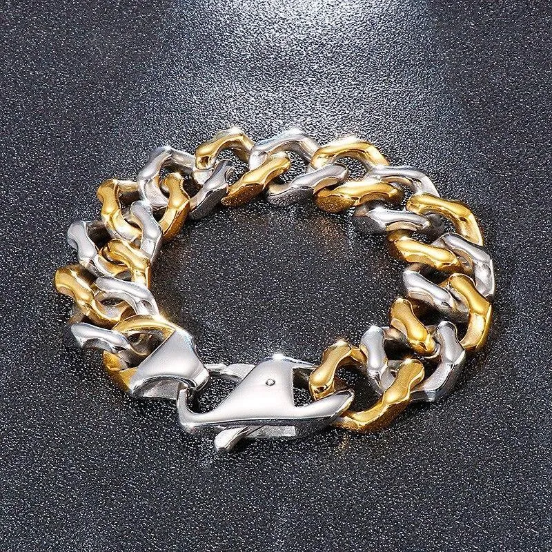 316L stainless steel men's gold bracelet, personality and creativity