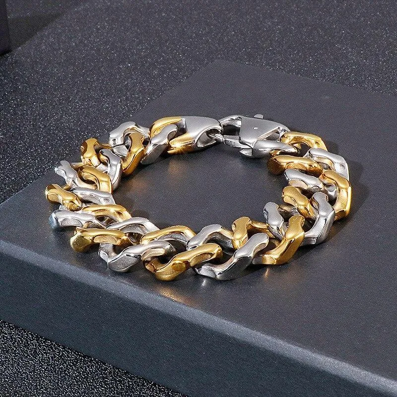 316L stainless steel men's gold bracelet, personality and creativity