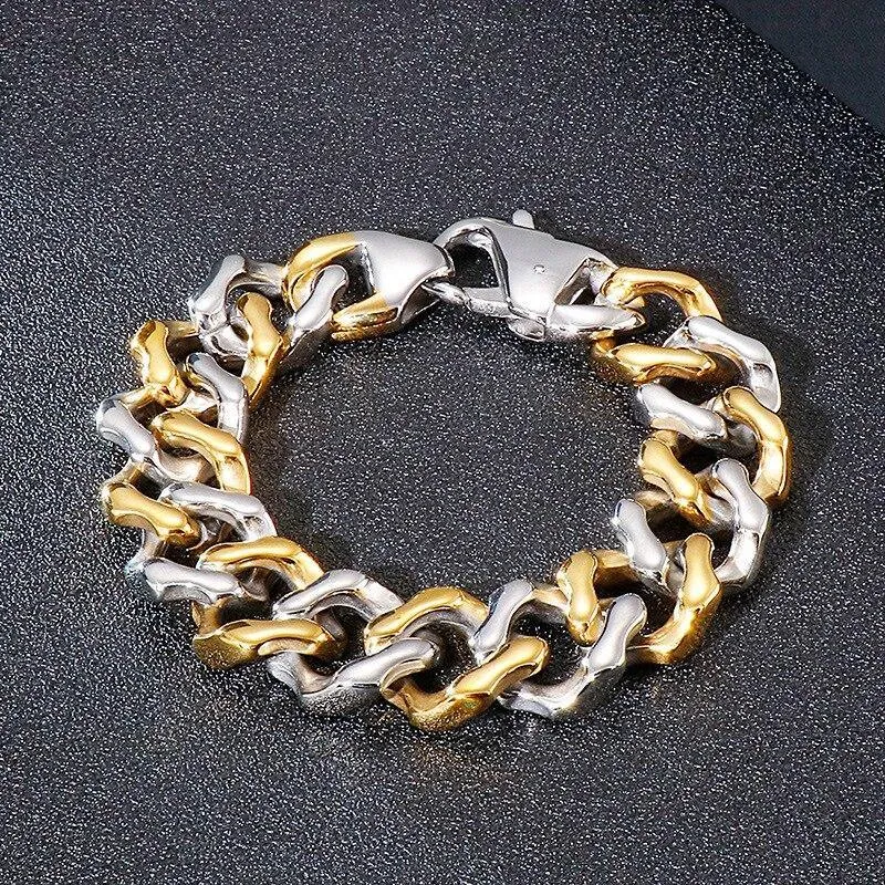 316L stainless steel men's gold bracelet, personality and creativity