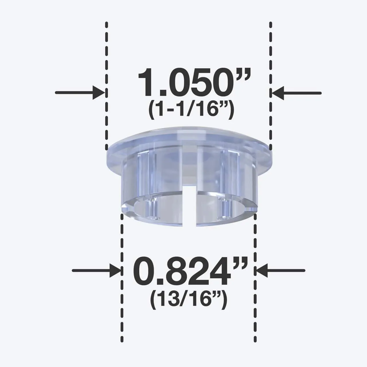 3/4 in. Internal PVC Dome Cap, Furniture Grade - Clear