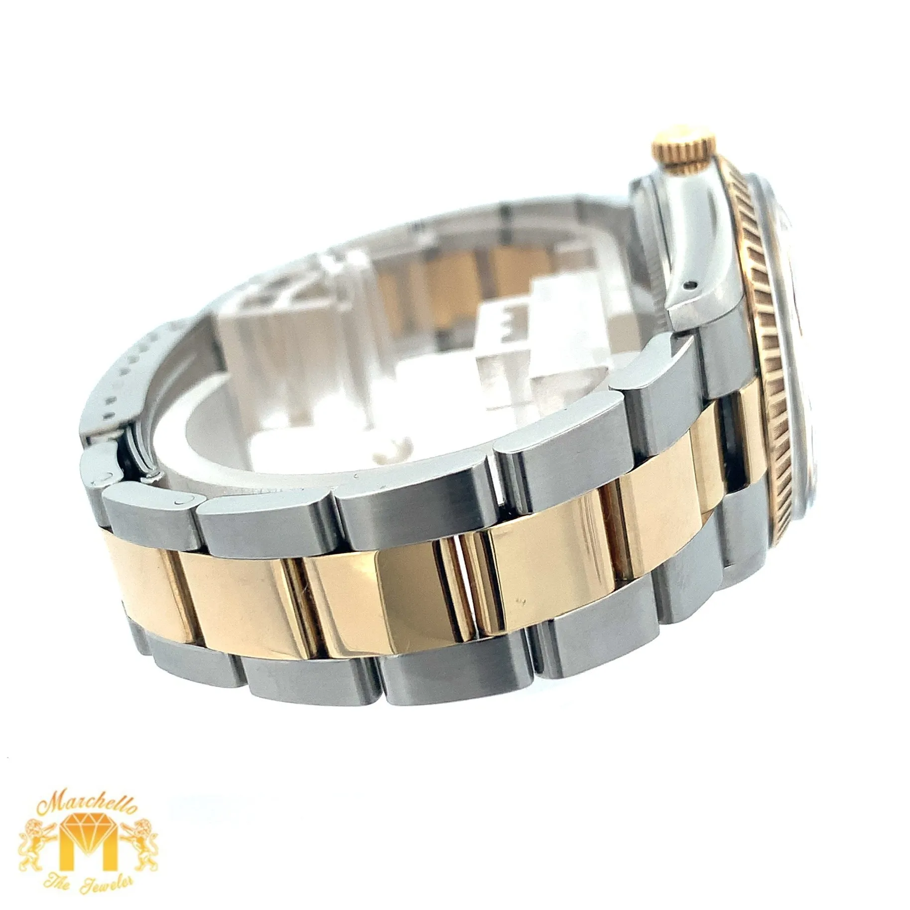 34mm Rolex Watch with Two-Tone Oyster Bracelet (fluted bezel, champagne dial)