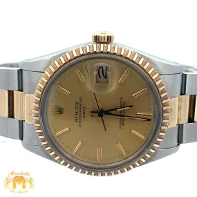 34mm Rolex Watch with Two-Tone Oyster Bracelet (fluted bezel, champagne dial)