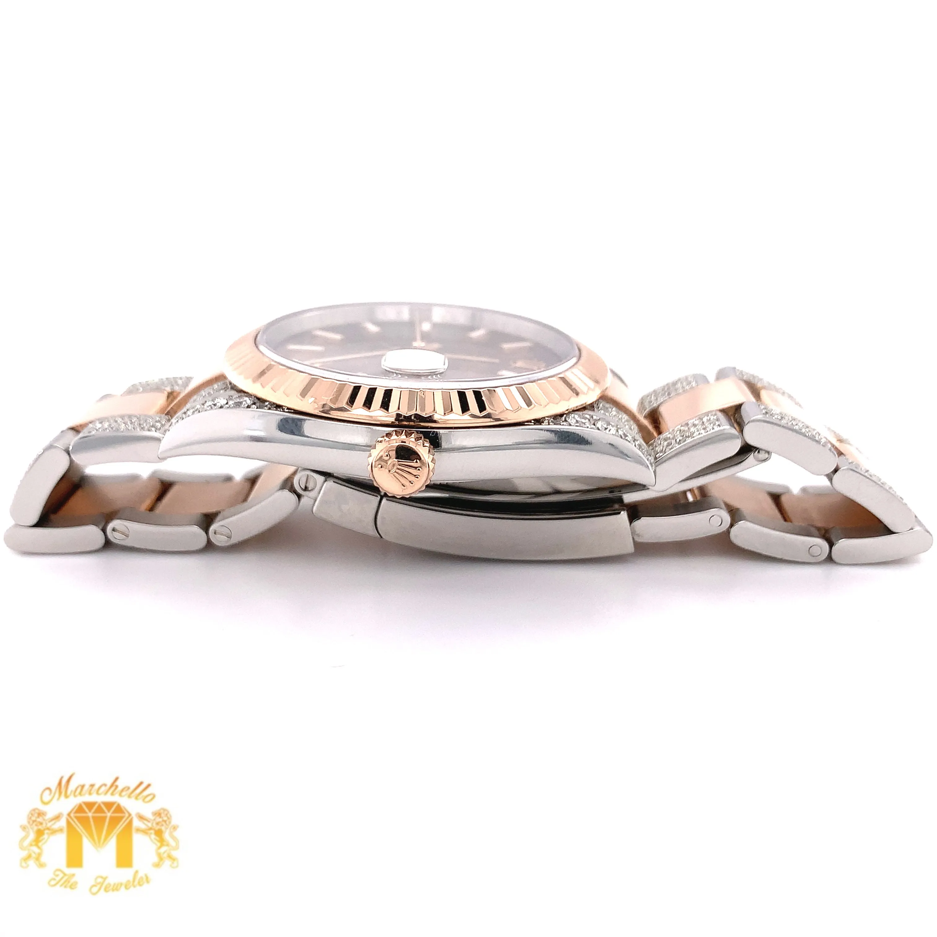 41mm 4.50ct Rolex Datejust 2 Watch with Two-tone Rose Gold Jubilee Band and Fluted Bezel (chocolate dial)
